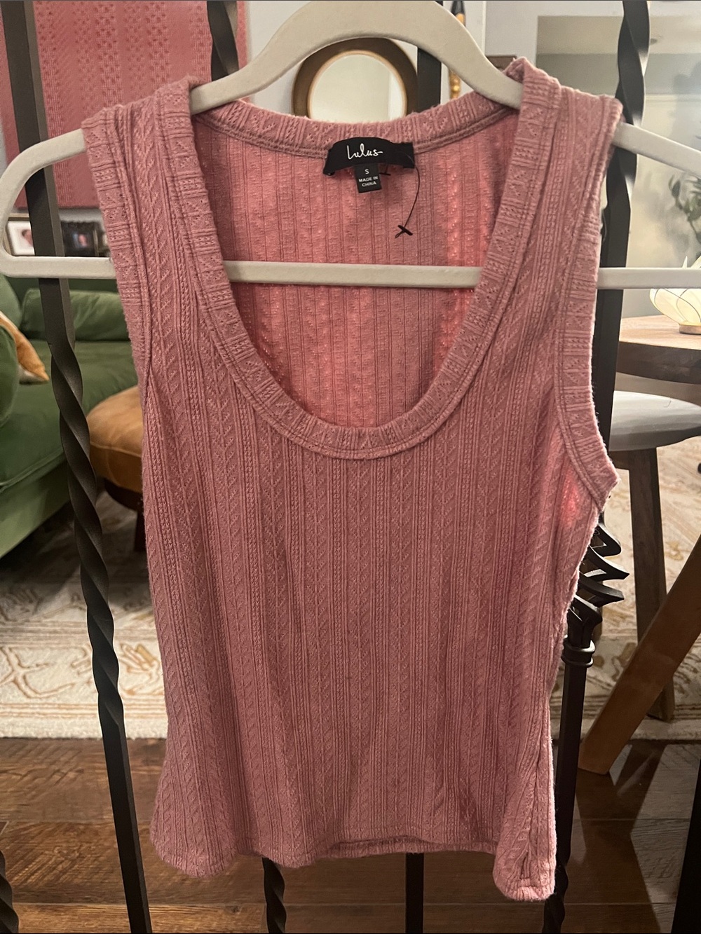 Lulu's Dusty Rose Ribbed Scoop Tank Top